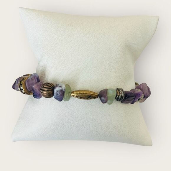 Beaded bracelet stretchy amethyst chips - Picture 4 of 4